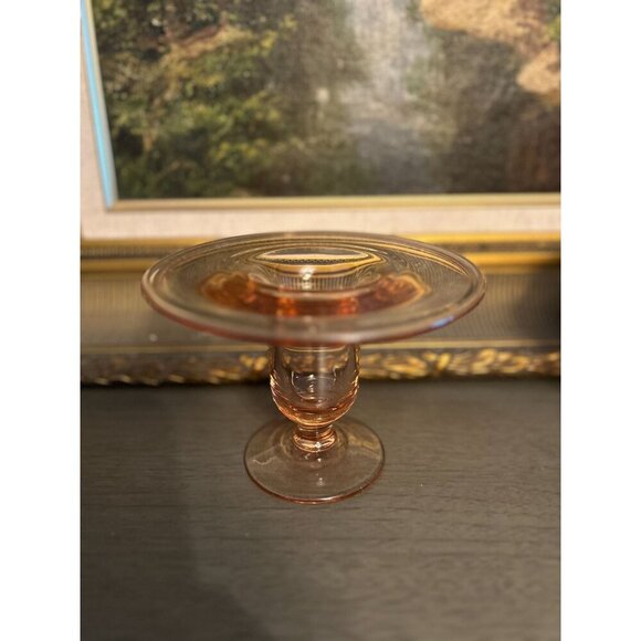 Vintage Pink Depression Glass Compote Dish Pedestal Stand - Picture 4 of 16
